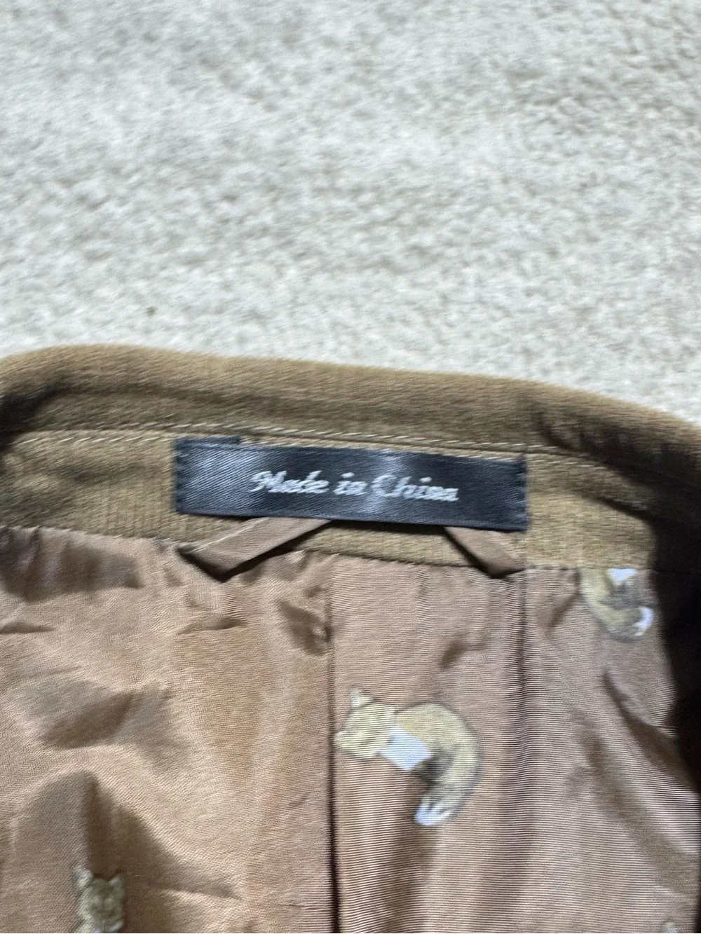 Lauren Ralph‎ Lauren Jacket Mens 39L Brown Blazer Fox Print Lined Elbow Pads